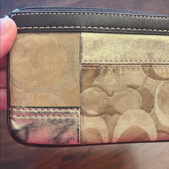 Coach Metallic and Brown Patchwork Wristlet - Picture 4 of 6